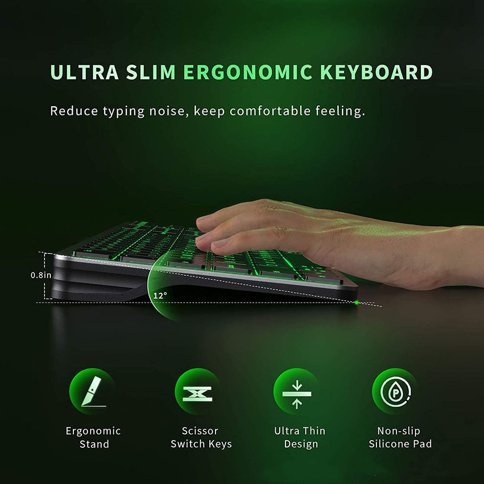 Multi-device Bluetooth Keyboard Backlit Rechargeable Wireless