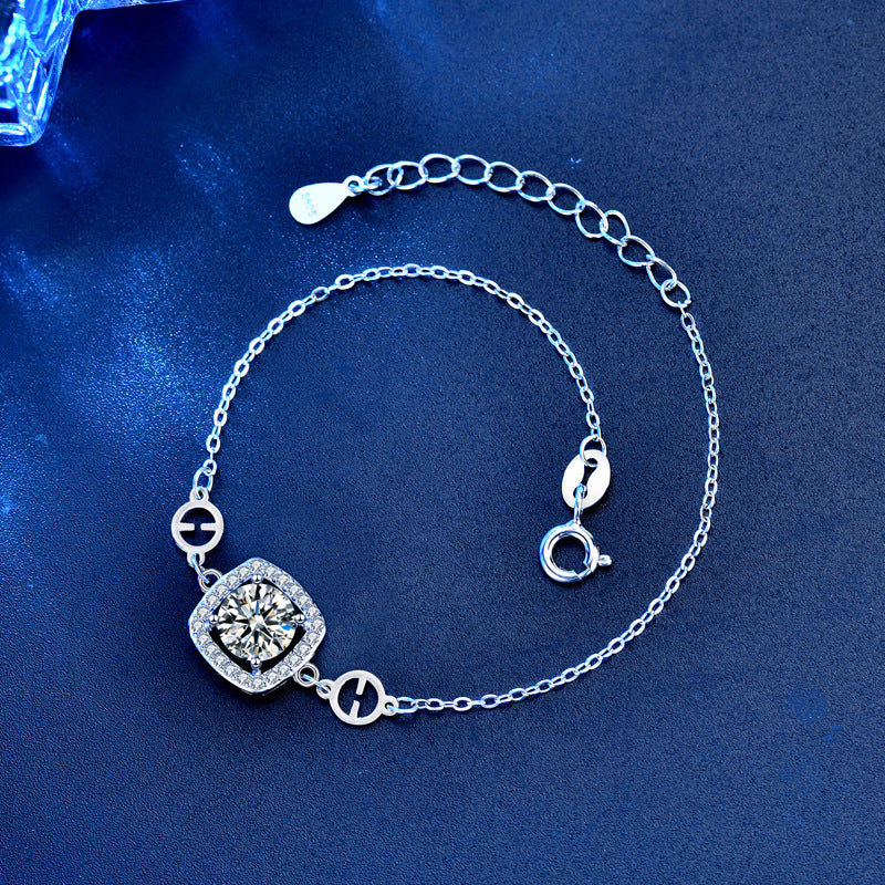 Women's Fashion Jewelry Moissanite Silver Bracelet