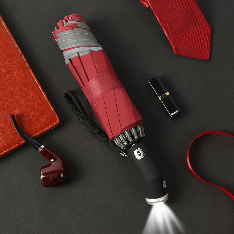 Ten-bone Automatic Reverse Folding Umbrella Windproof Car Three-fold Reverse