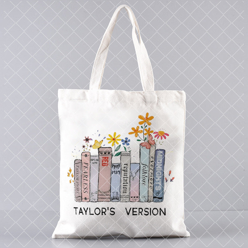 Printed Canvas One Shoulder Shopping Bag