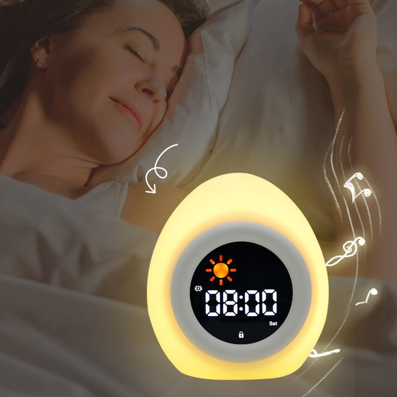 Simple Egg Sleep Alarm Clock Get Up Small Night Lamp