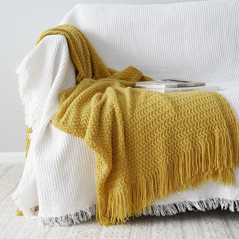 Solid Color Knitted Decorative Blanket Simple Sofa Blanket