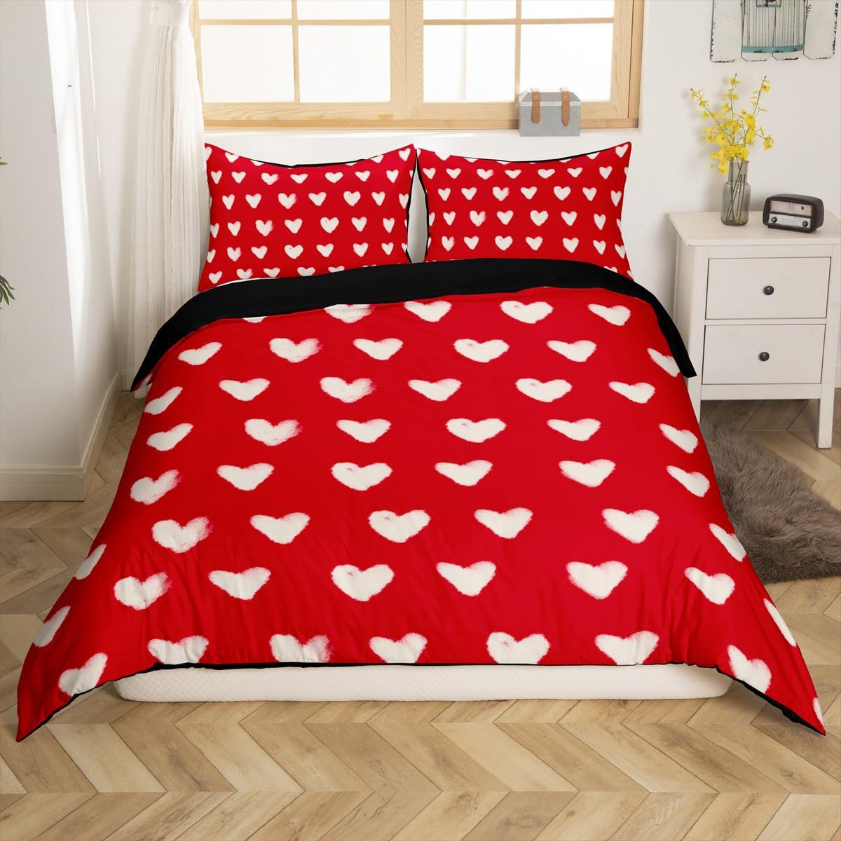 Simple Little Heart Quilt Cover Bedding Three-Piece Set