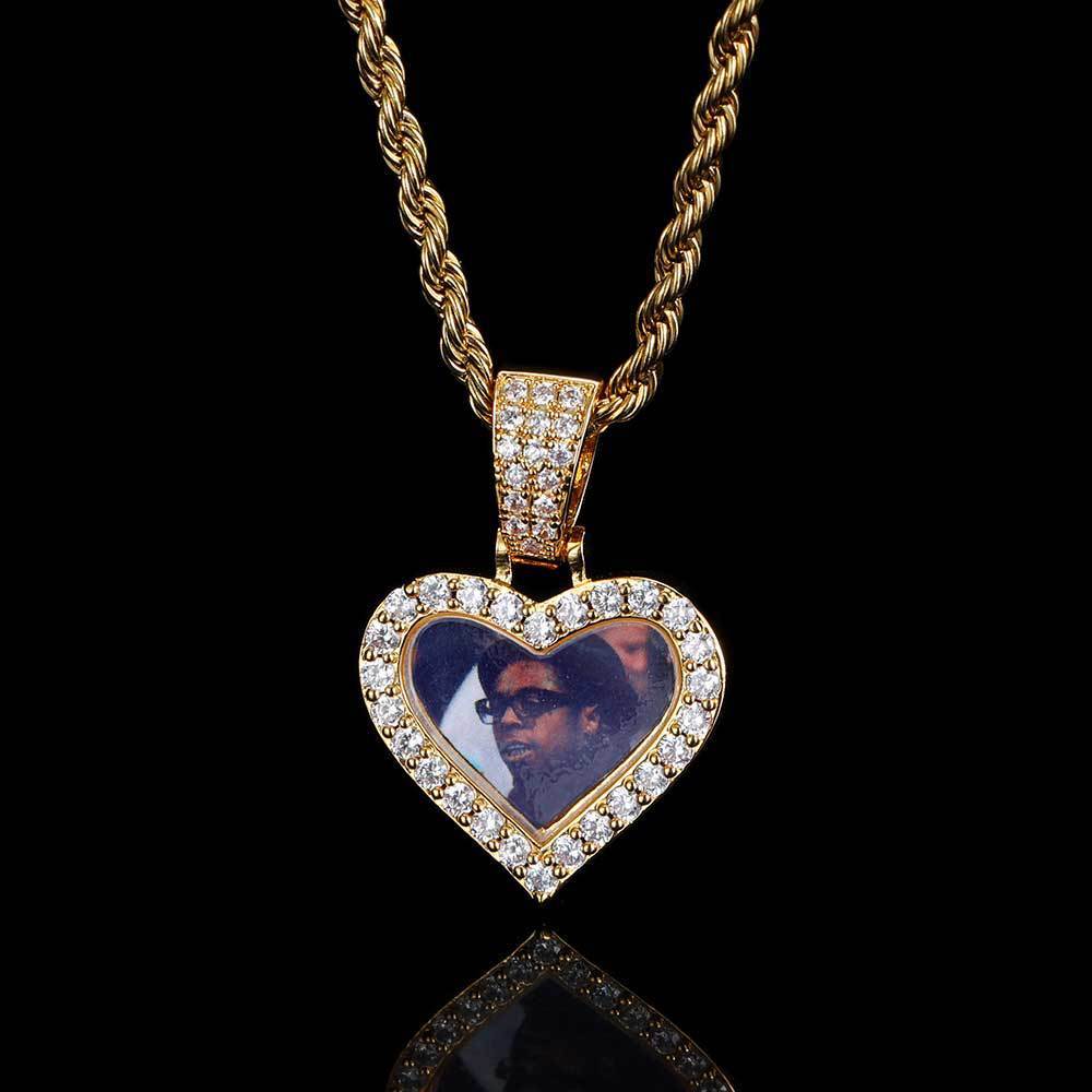 Hip Hop Mini Trumpet Love Photo Pendant Necklace
