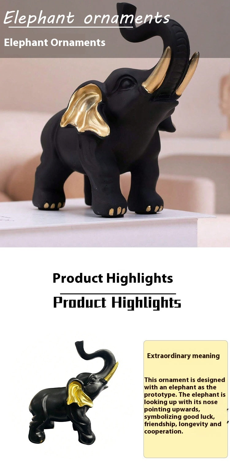 Cross-border Foreign Trade Home Desktop Decorative Resin Crafts Black Elephant Ornaments