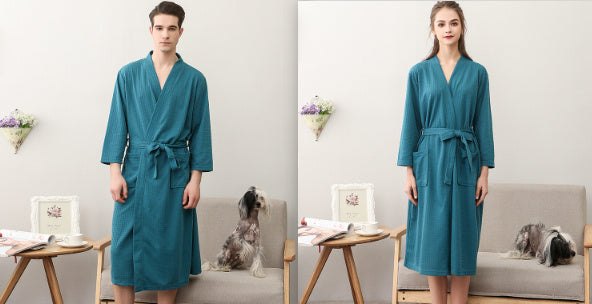 Bathrobe Women's Thin Waffle Couple Nightgown