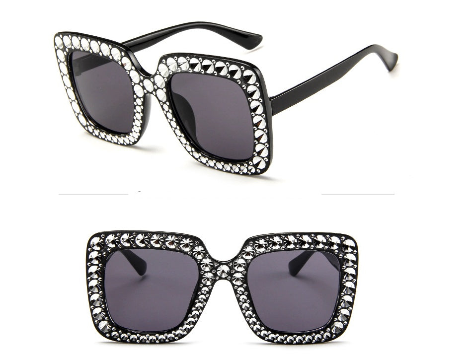 Lunettes de soleil carrées à diamants