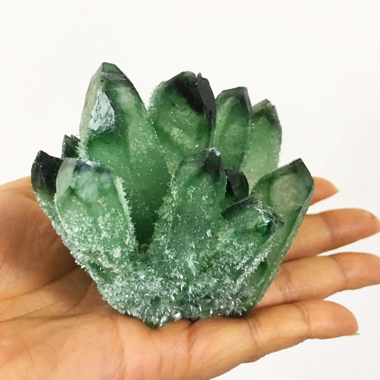 Green crystal cluster mineral specimen strange stone