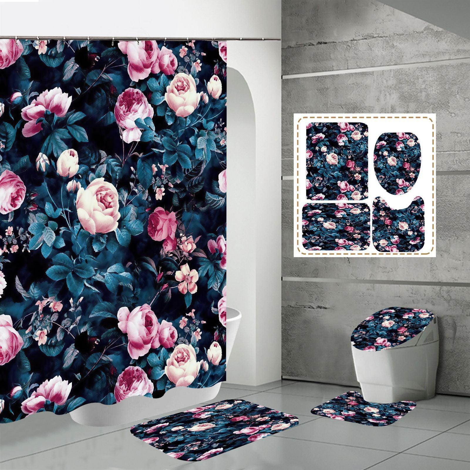 3D HD Digital Printing Bathroom Shower Curtain
