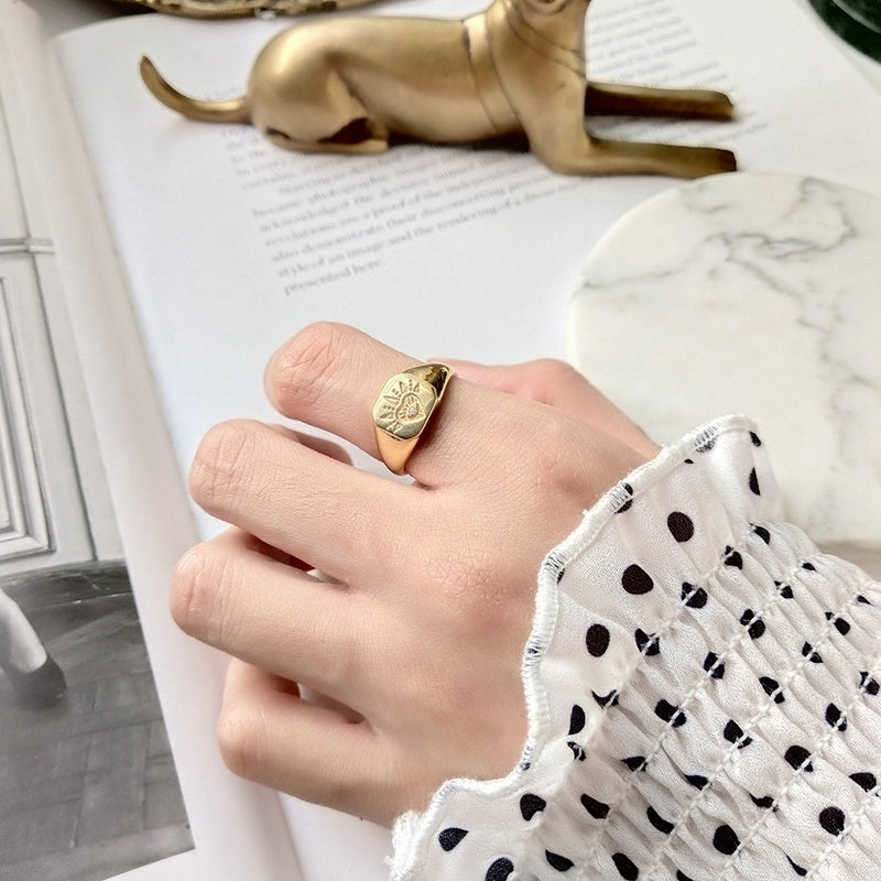 925 sterling silver Korean retro pattern ring female food ring ring joint ring