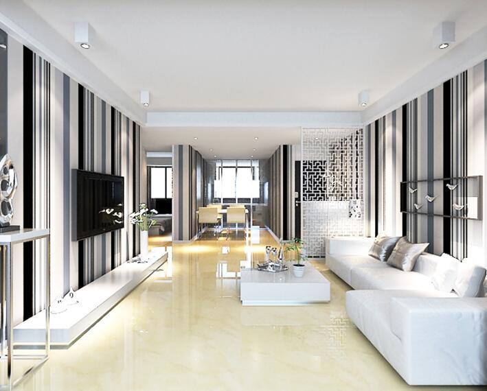 Striped non-woven wallpaper
