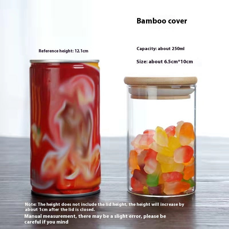 Borosilicate Glass Bamboo Cover Tea Sealed Jar