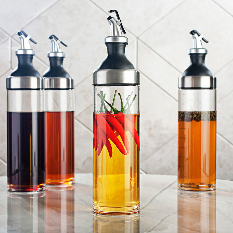 Bouteilles en verre borosilicaté avec grande bouteille de vinaigre, bouteille de cuisine, pot de vinaigre, fuite d'huile de sésame, grande capacité de sauce soja.