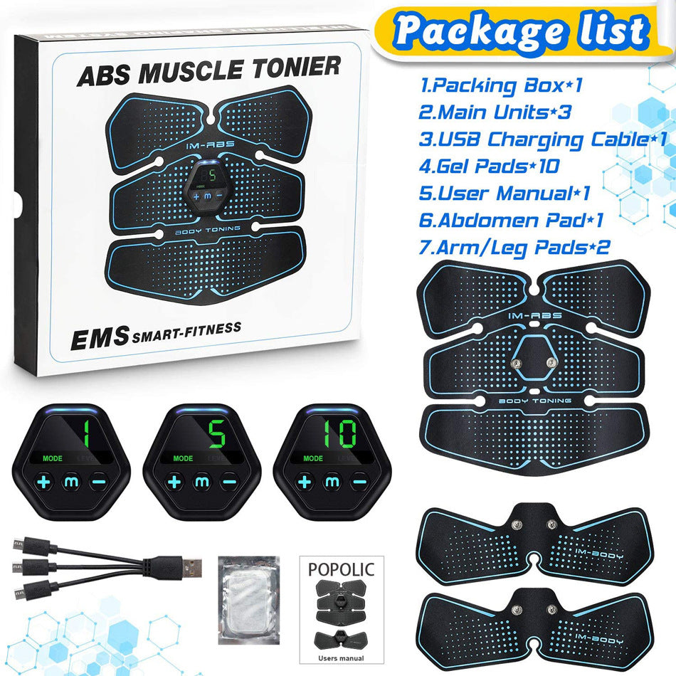 6 Pieces Abdominal Stickers Fitness Equipment Smart Belly-building Instrument Lazy Belly-building Belly-contracting Abdominal Muscle Sticker Pulse Massager