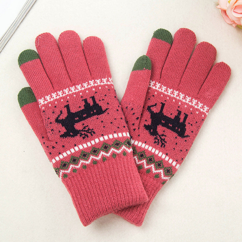 Fawn knit gloves cold warm touch screen wool gloves