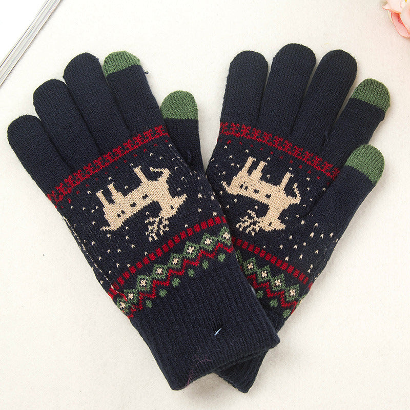 Fawn knit gloves cold warm touch screen wool gloves