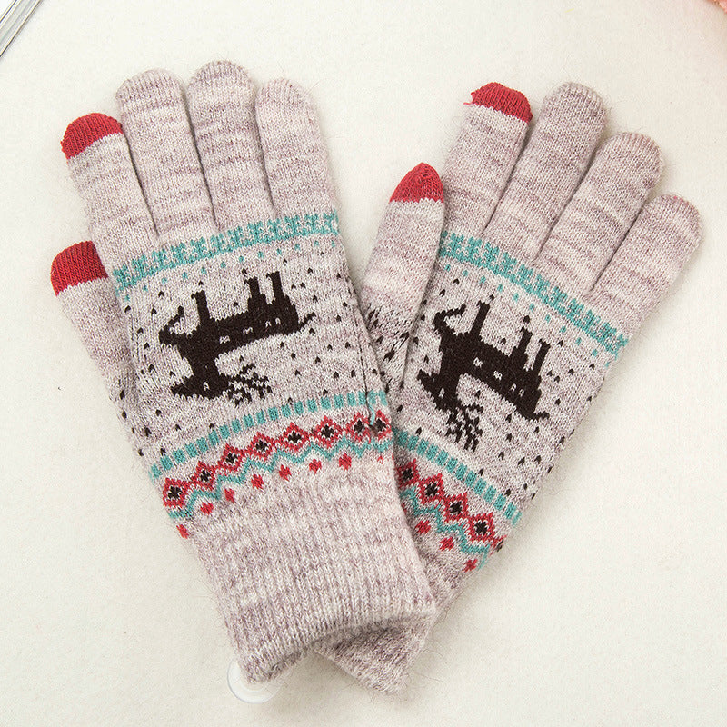 Fawn knit gloves cold warm touch screen wool gloves