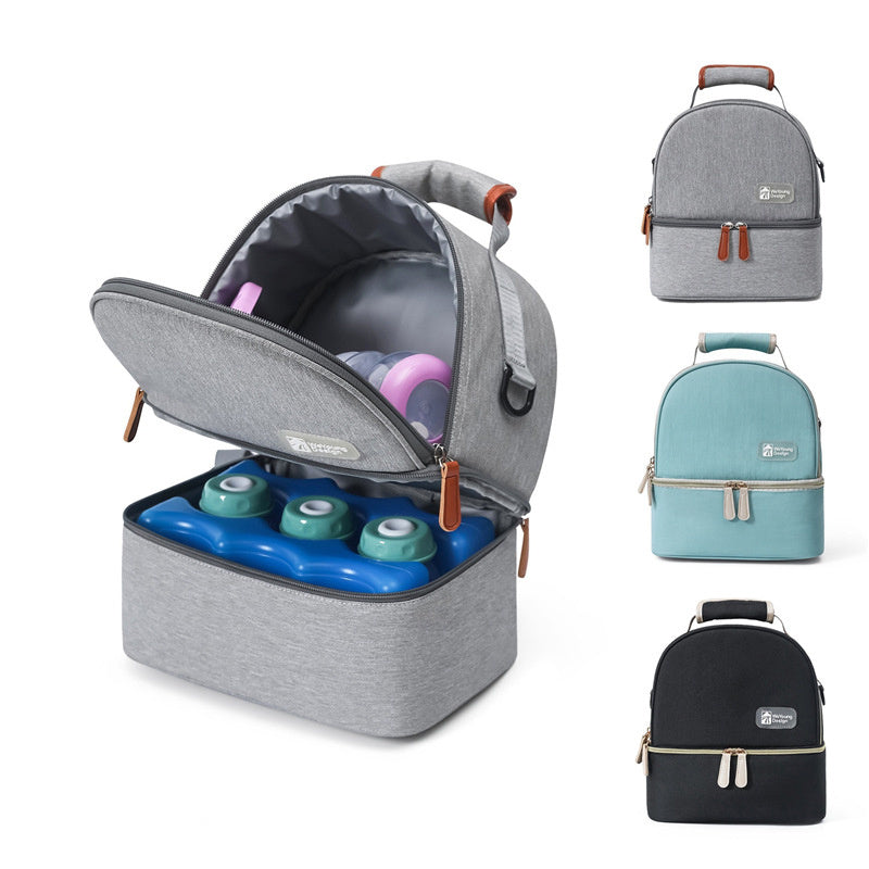 Double Layer Ice Pack Insulated Bag Oxford Cloth Waterproof Aluminum Foil Lunch Bag Double Layer Lunch Bag Breast Milk Storage Bag