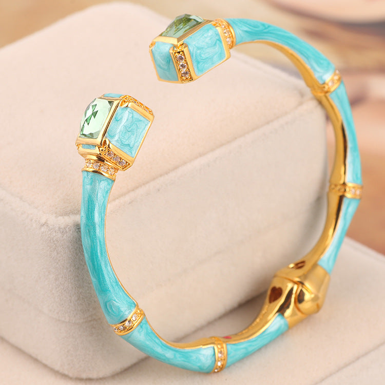 Fashion Jewelry Enamel Glaze Hand Painted Pearlescent Bamboo Bracelet
