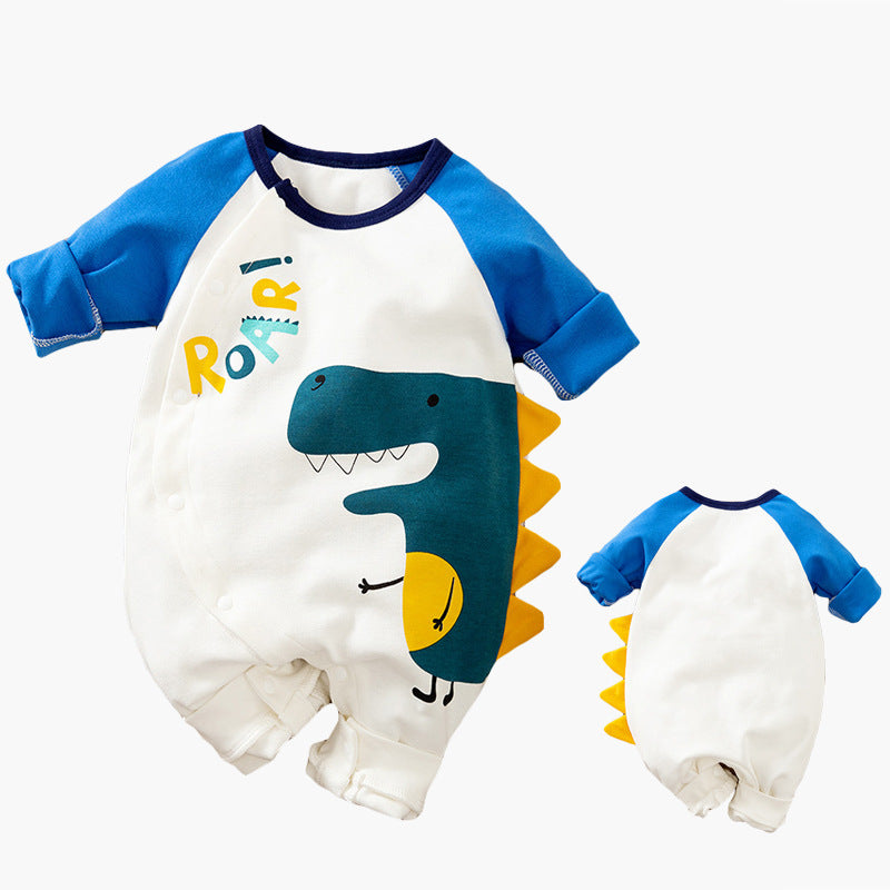 Grenouillère Bébé Dessin Animé en Coton à Manches Longues et Boutons Pression
