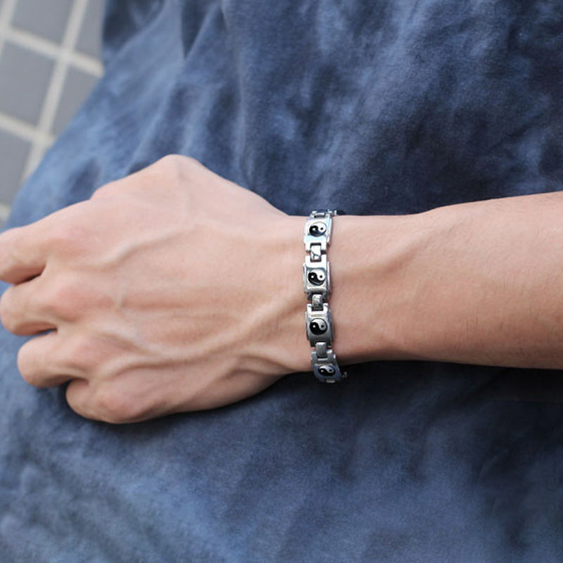 Bijoux de bracelet Tai Chi en acier titane pour hommes