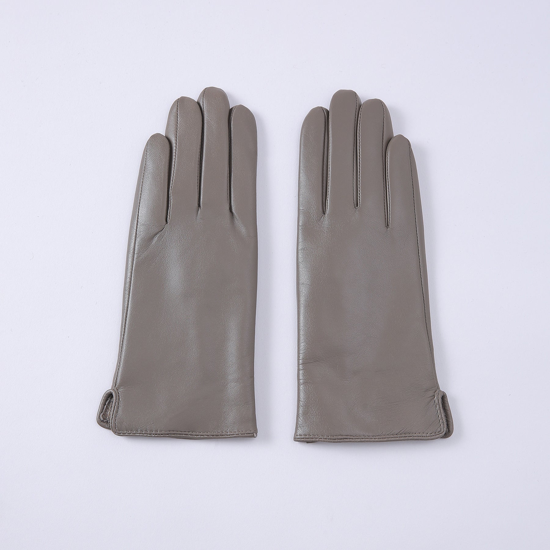 Womens Solid-Color Fleece-Lined Thermal Leather Gloves