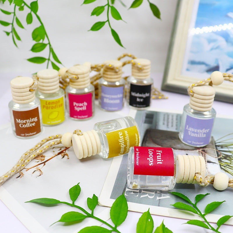 Auto Perfume Glass Bottle Car Aromatherapy Pendant Wood Aromatherapy