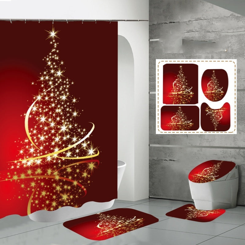 Printed Waterproof Polyester Bathroom Jingling Bell Partition Shower Curtain