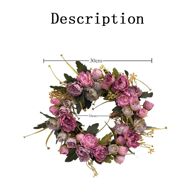 Retro Peony Small Wreath European Style Door Decoration Wall Decorations Floral Decoration Wedding