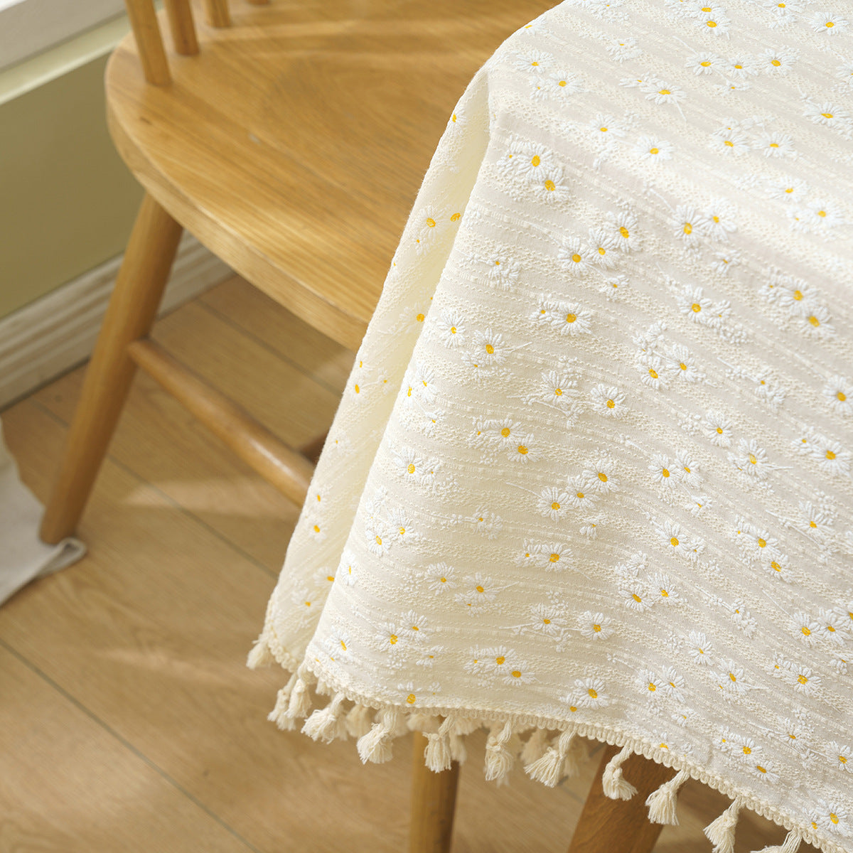 Pastoral Student Dormitory White Dustproof Non-slip Decorative Cloth Coffee Table Cover Cloth