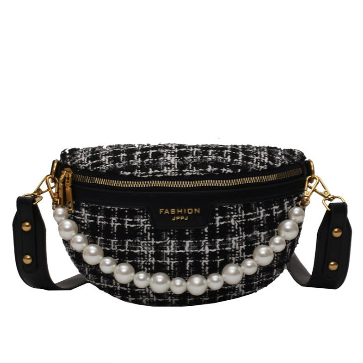 Korean Version Of The Small Bag Female New Trendy Messenger Wild Ins Woolen Cloth Jump Di Wild Chest Bag Girl Waist Bag Female