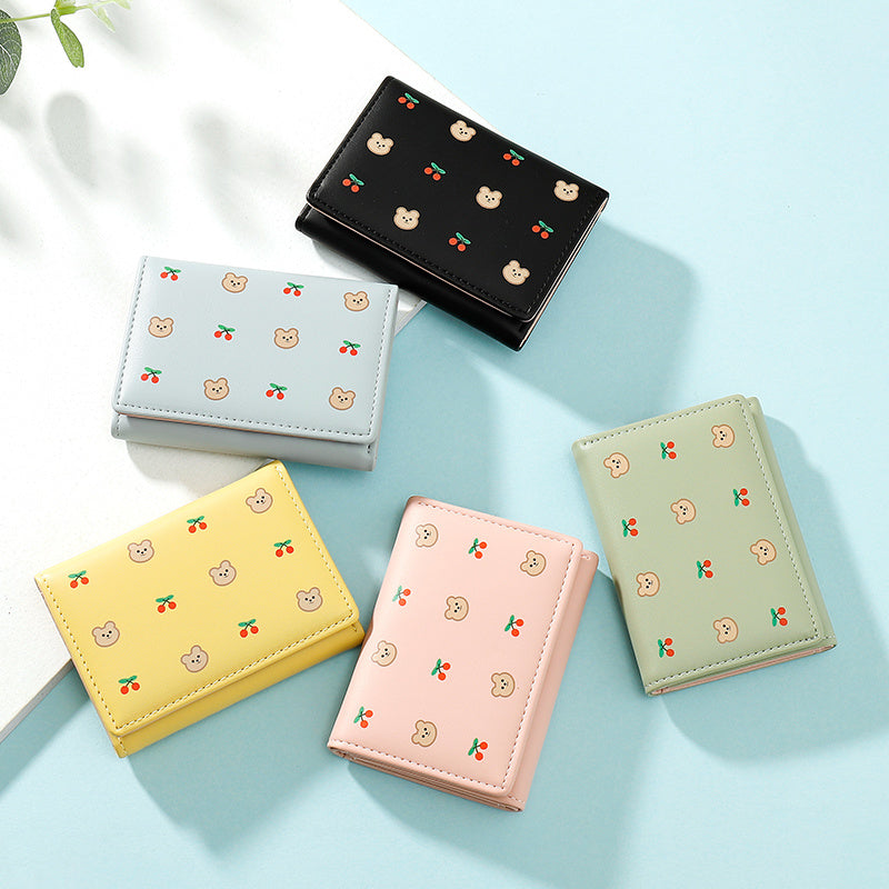 Short Wallet Cute Bear Cherry Mini