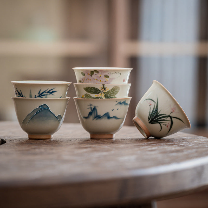 ICE Table Hand Painted Tea Cup Suit Kung Fu Tea Set