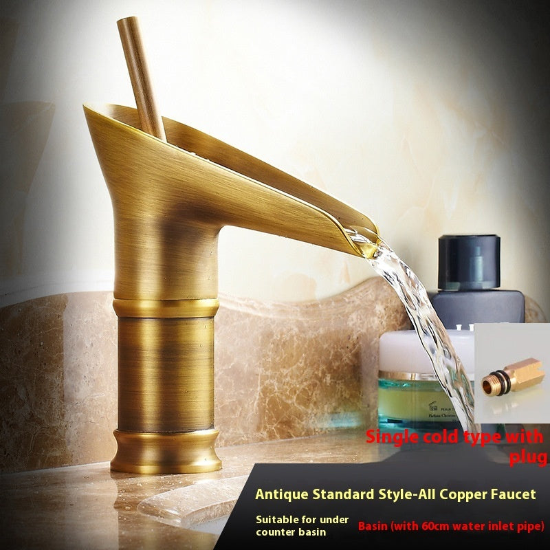 Copper Waterfall Basin Faucet Household Wash Up Sink Faucet
