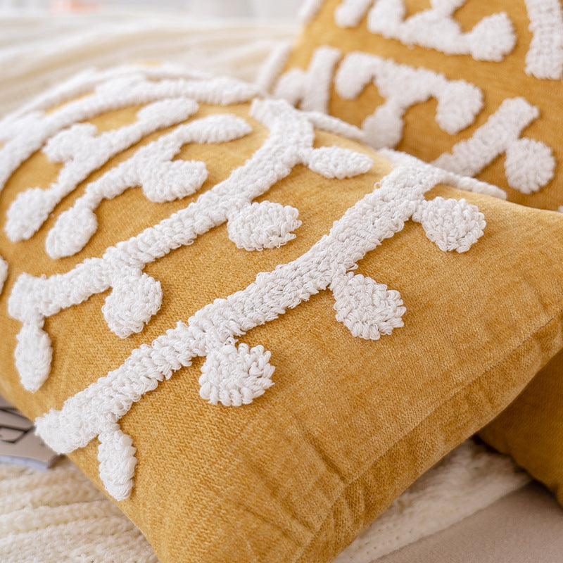 Handmade Embroidery Velvet Embroidery Pillow Cover Craft Cushion Hotel Homestay Tassel Pillow Bedside