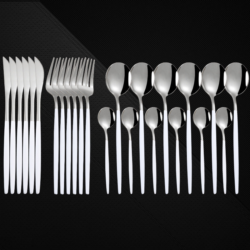 Stainless Steel 24 Pieces Set Spoon And Fork Western Cutlery