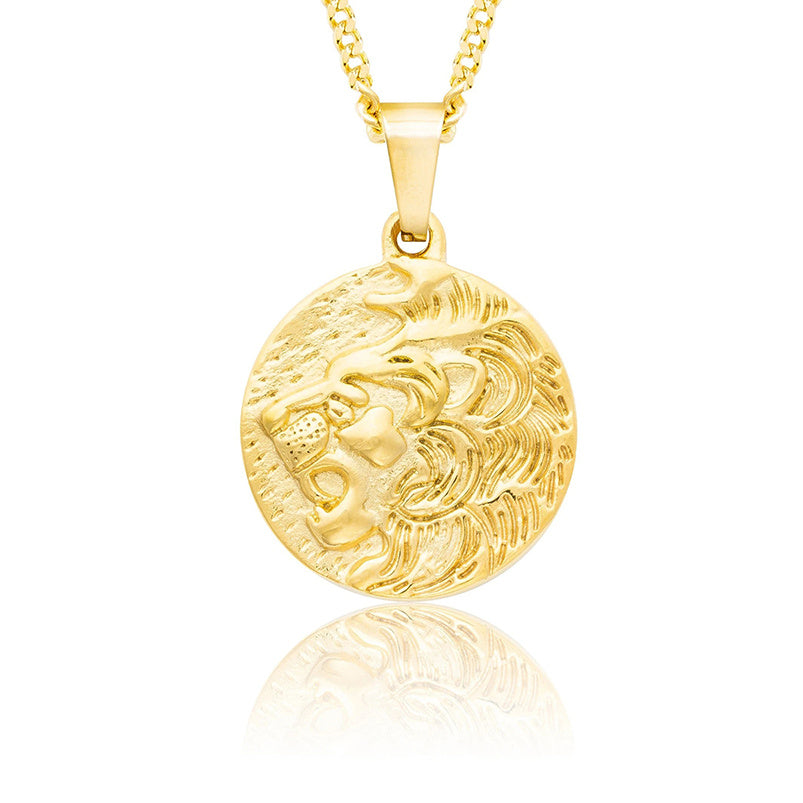 Titanium Steel Ins Cuban Chain Lion Coin Fitness Necklace