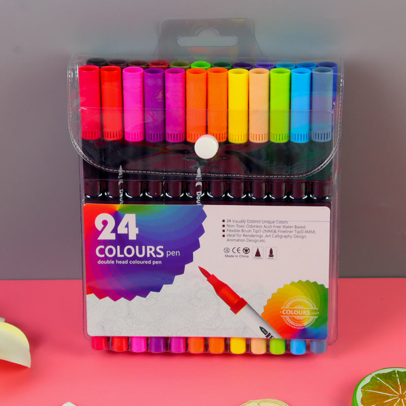 Water Based Double Head Washable Color Line Marker Creative Watercolor Pen Set