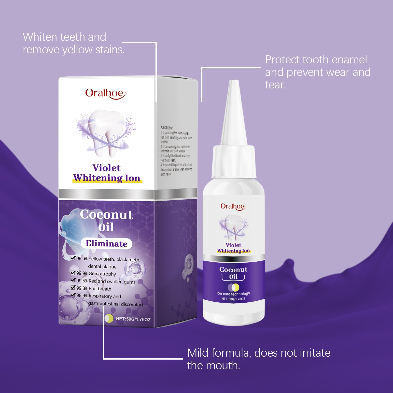 Purple Toothpaste Tartar Yellow Stains Oral Odor Beautiful Tooth Care