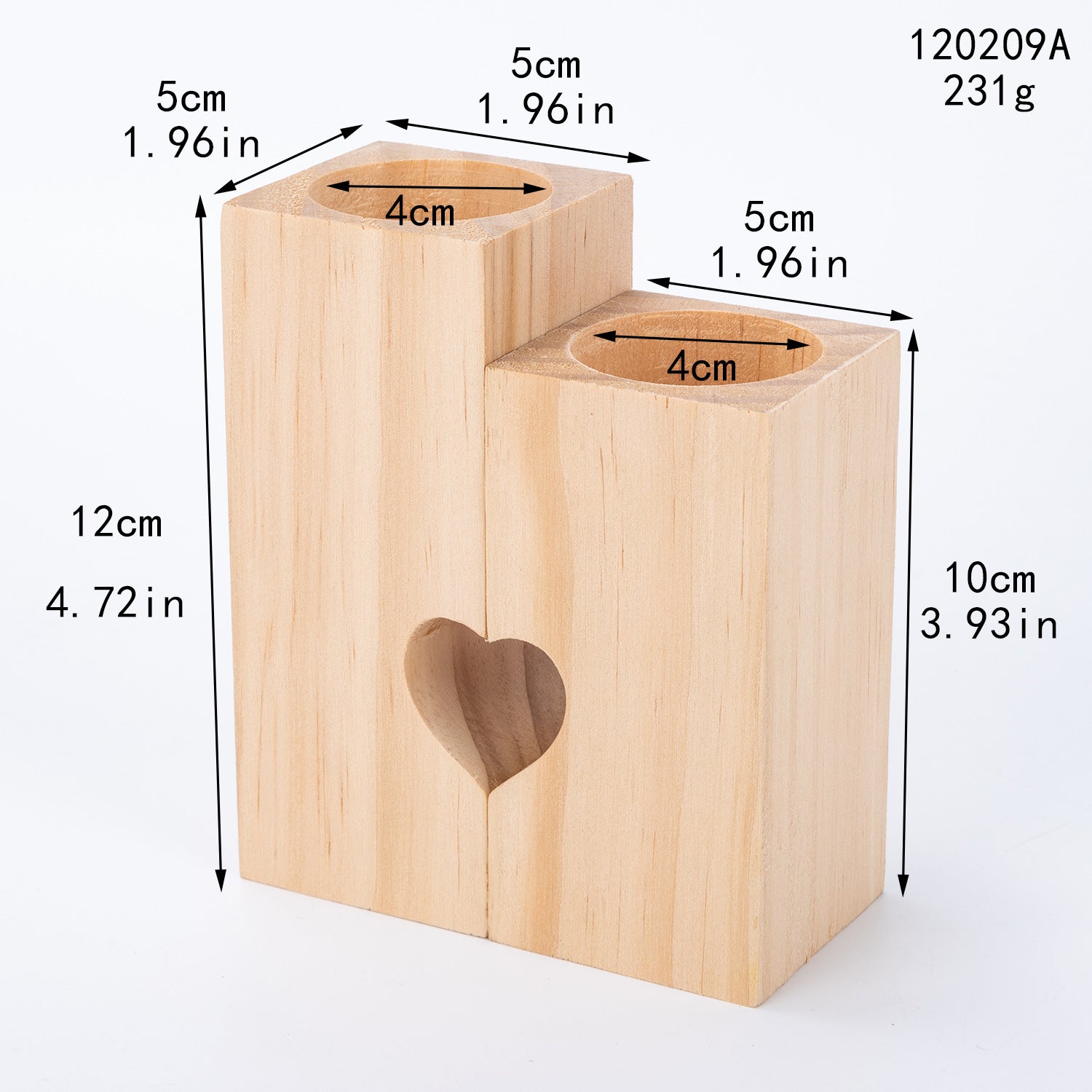 Valentine's Day Creative Heart Wooden Candle Cup