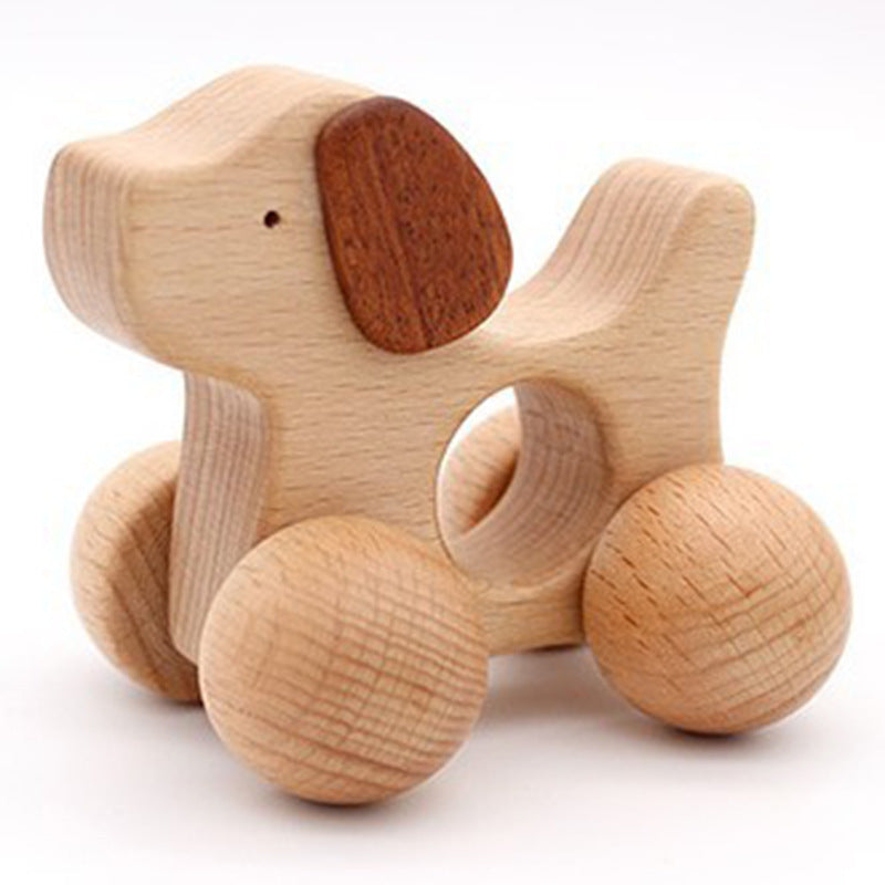Voiture en bois écologique en forme de bébé chien, jouets de puzzle animaux de dessin animé pour nourrissons, blocs éducatifs d'apprentissage pour enfants, bricolage.