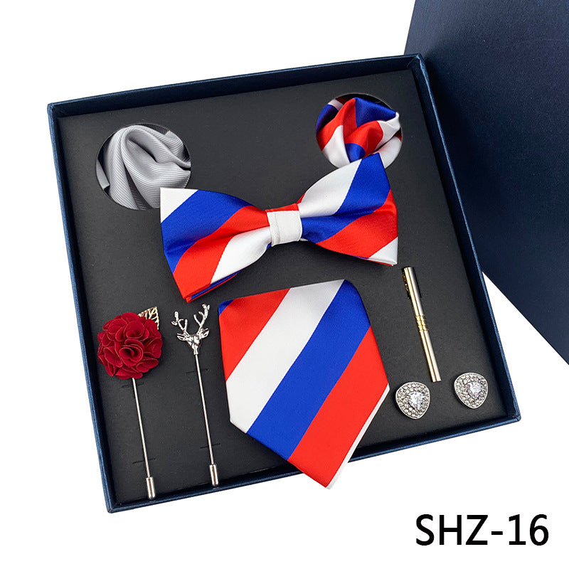 Men's Fashion Simple Pocket Scarf Brooch Tie Set