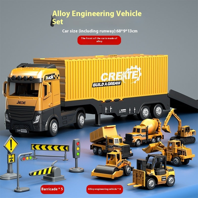 Alloy Container Engineering Vehicle Suit Toy Container Catapult Large Crane