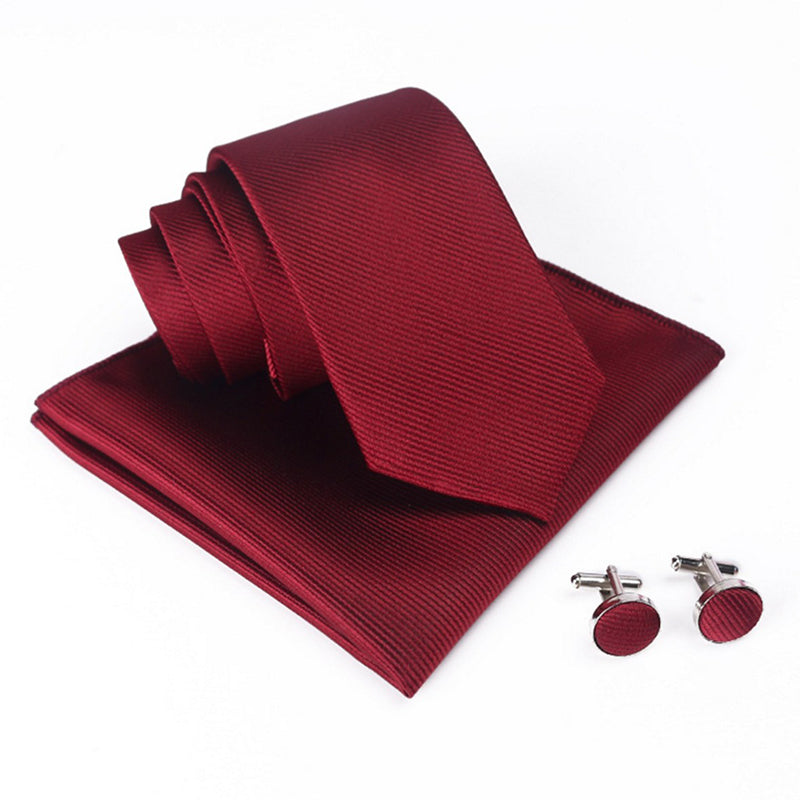 Men's Cufflinks Square Tie Three Piece Set