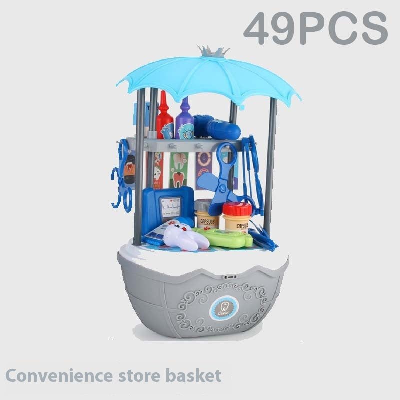 Children Play House Trolley Ice Cream Candy Car Dresser Doctor Toy Kitchen Suit