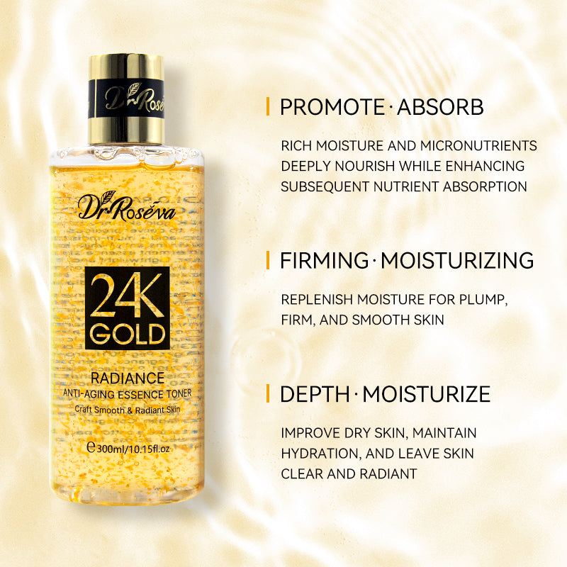 DR.ROSEVA Skin Care 24K Gold Collagen Toner Facial Pore Care Herbal Moisturizing Nourishing Toner