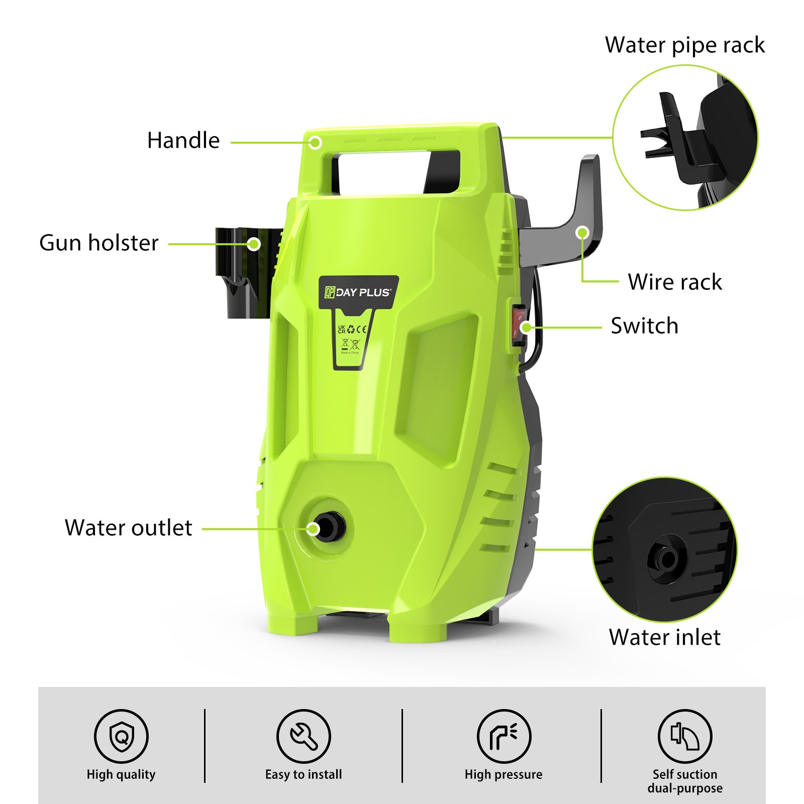 Portable Home AC High Pressure Automatic Water Gun Car Washer