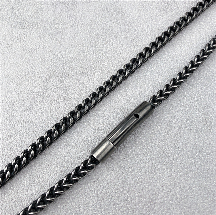Vintage Smeared Square Keel Chain Titanium Steel Necklace