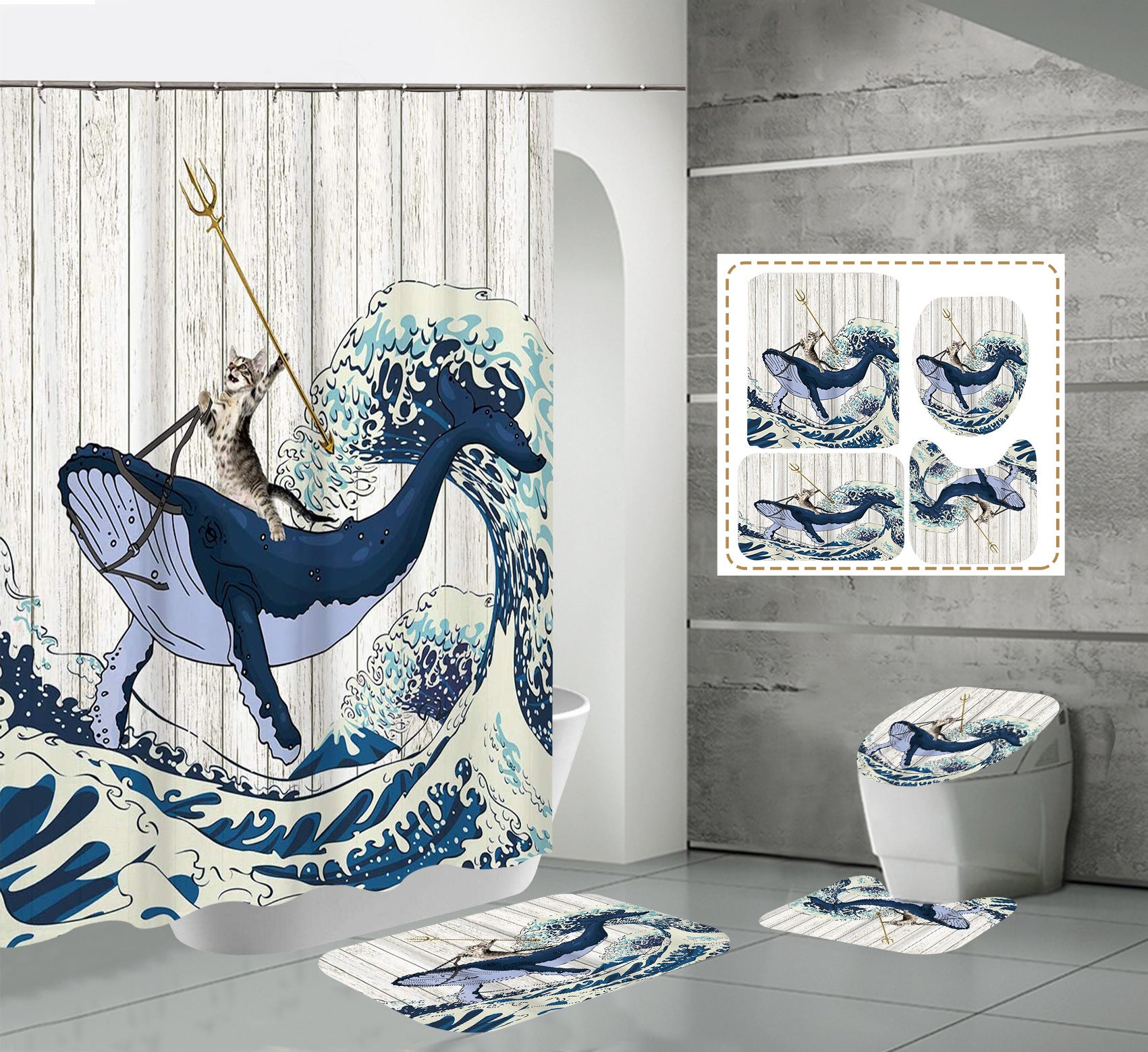 3D Polyester Digital Printing Waterproof Shower Curtain