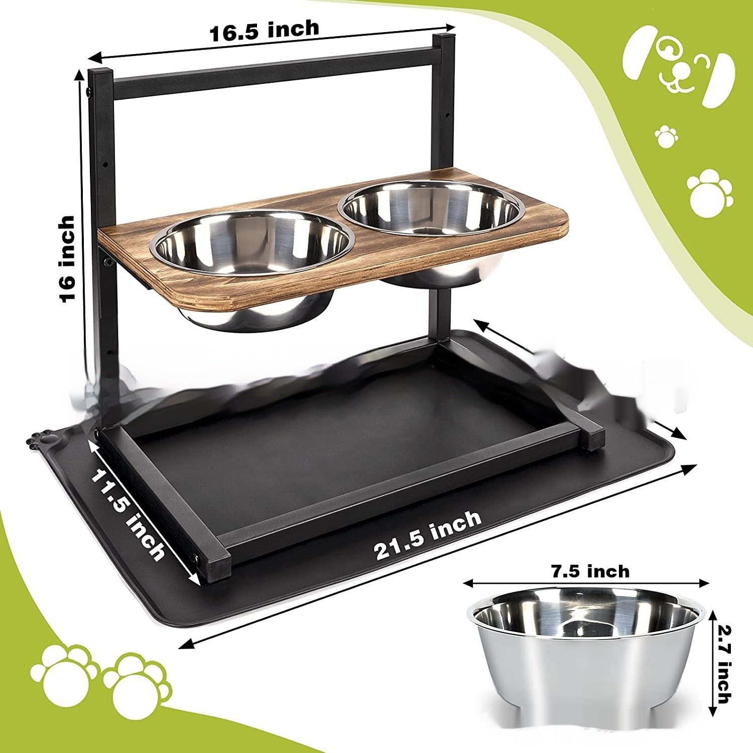 Large 5-inch 9-inch 13-inch 2 Dog Food Water Bowl